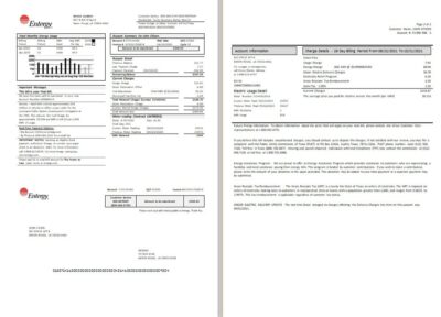 USA Entergy electricity utility bill template in Word and PDF format (2 pages)