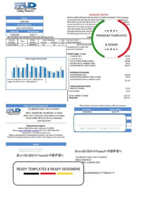 USA Fallbrook Public utility bill template in Word and PDF format