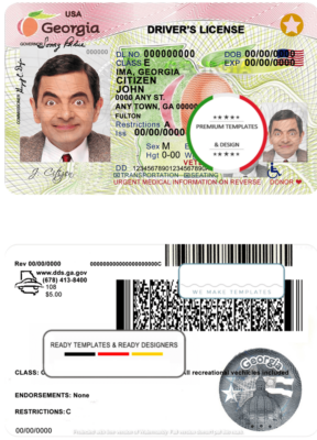 USA Georgia driving license template in PSD format, fully editable