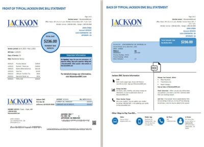 USA Georgia JACKSON EMC utility bill template in Word and PDF format (2 pages)