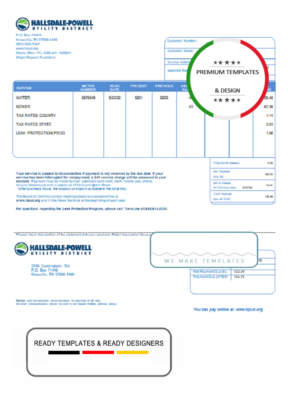 USA Hallsdale-Powell utility bill template in Word and PDF format