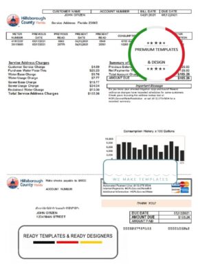 USA Hillsborough County utility bill template in Word and PDF format