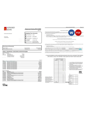 USA Howard bank statement Word and PDF template, 4 pages