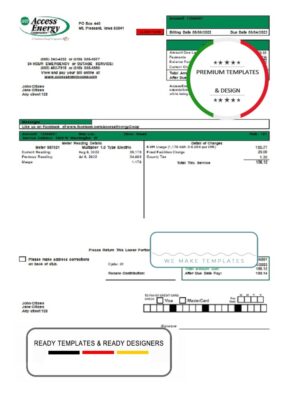 USA Iowa Access Energy Cooperative utility bill template in Word and PDF format