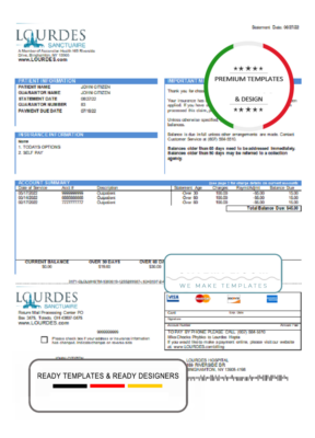 USA Lourdes utility bill template in Word and PDF format