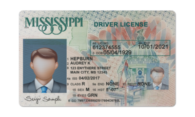 USA Mississippi driving license template in PSD format