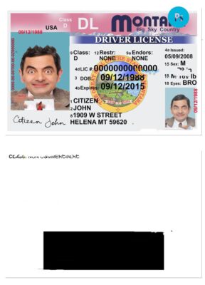 USA Montana driving license template in PSD format, version 2