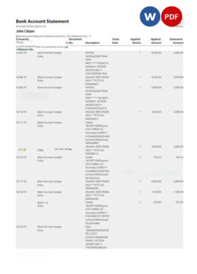 USA NEW YORK bank statement Word and PDF template