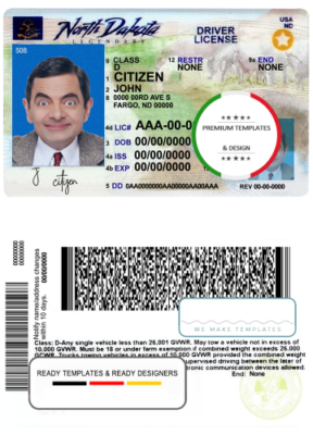 USA North Dakota driving license template in PSD format, fully editable, 2020 – present