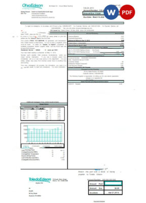 USA Ohio Edison utility bill Word and PDF template