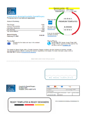 USA Ohio Hospital For Special Surgery utility bill template in Word and PDF format