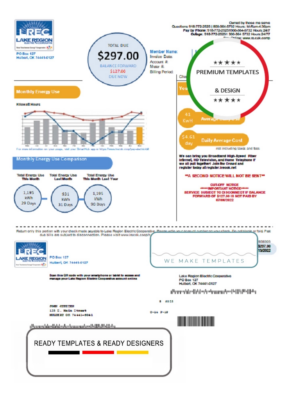 USA Oklahoma LREC Lake Region utility bill template in Word and PDF format