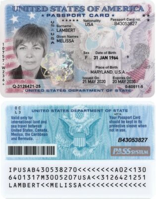 USA passport ID card PSD template, fully editable, version 2