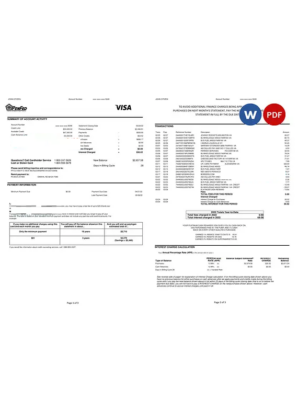 USA Pentagon Federal Credit Union (PenFed) bank statement, Word and PDF template, 3 pages