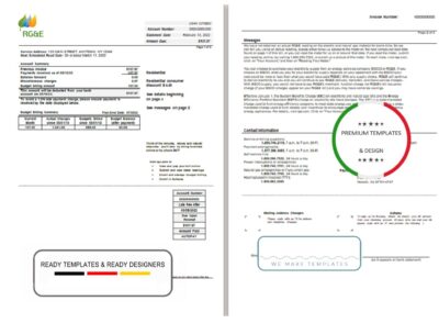 USA RG&E utility bill template in Word and PDF format