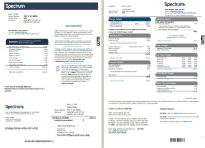 USA Spectrum utility bill template in Word and PDF format (4 pages)