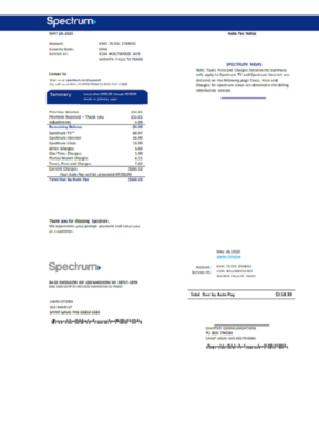 USA Spectrum utility bill template in Word and PDF format (.doc and .pdf)