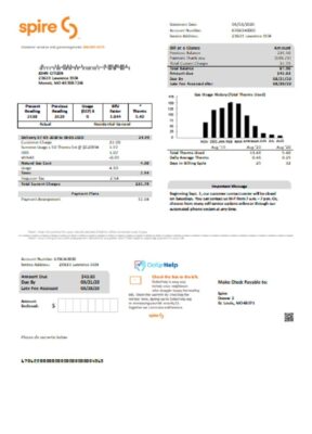 USA Spire gas utility bill template in Word and PDF format