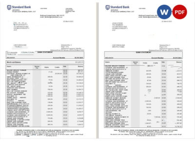 USA Standard Bank statement Word and PDF template, 6 pages