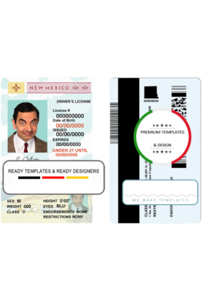 USA State New Mexico driving license template in PSD format, under 21