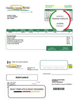 USA Steuben Country REMC utility bill template in Word and PDF format