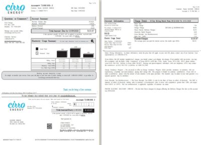 USA Texas Cirro Energy utility bill template in Word and PDF format (3 pages)