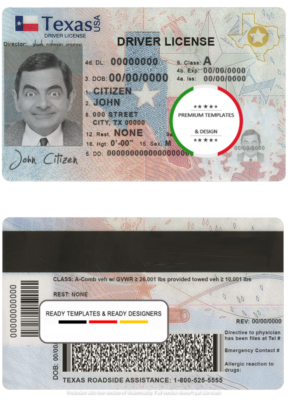 USA Texas driving license template in PSD format, fully editable (2020 – present)