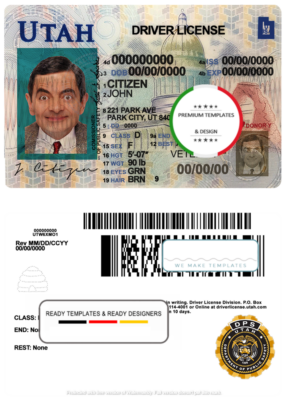 USA Utah driving license template in PSD format