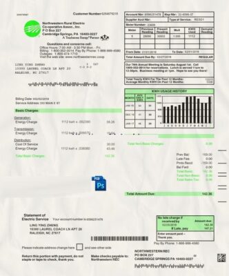 USA Utility Bill Psd Template V5 : USA Proof of address Psd Template