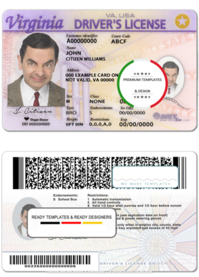 USA Virgina driving license template in PSD format