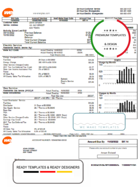 USA We utility bill template in Word and PDF format