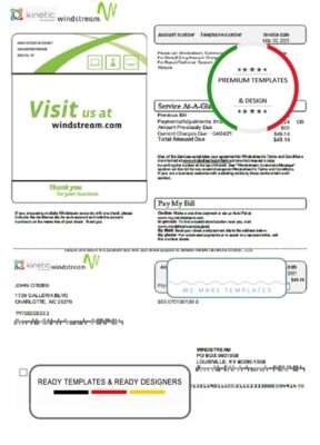 USA Windstream Holdings, Inc. utility bill template in Word and PDF format