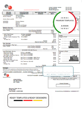 USA WPS utility bill template in Word and PDF format