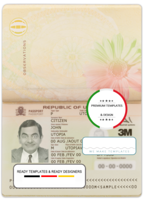 Utopia passport template in PSD format, fully editable