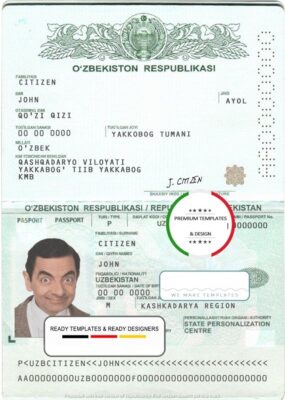 Uzbekistan passport template in PSD format, fully editable