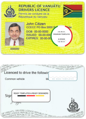 Vanuatu driving license template in PSD format, fully editable, with all fonts