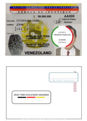 VENEZUELA ID TEMPLATE IN PSD FORMAT, FULLY EDITABLE, WITH ALL FONTS