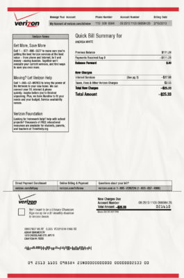 Verizon Service Utility Bill Psd Template : Verizon Service Utility Proof of address Psd Template