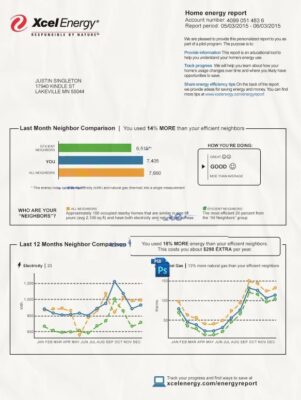 Xcel Energy Utility Bill psd Template: Xcel Energy Proof of address psd template – Colorado, Michigan, Minnesota, New Mexico, North Dakota, South…